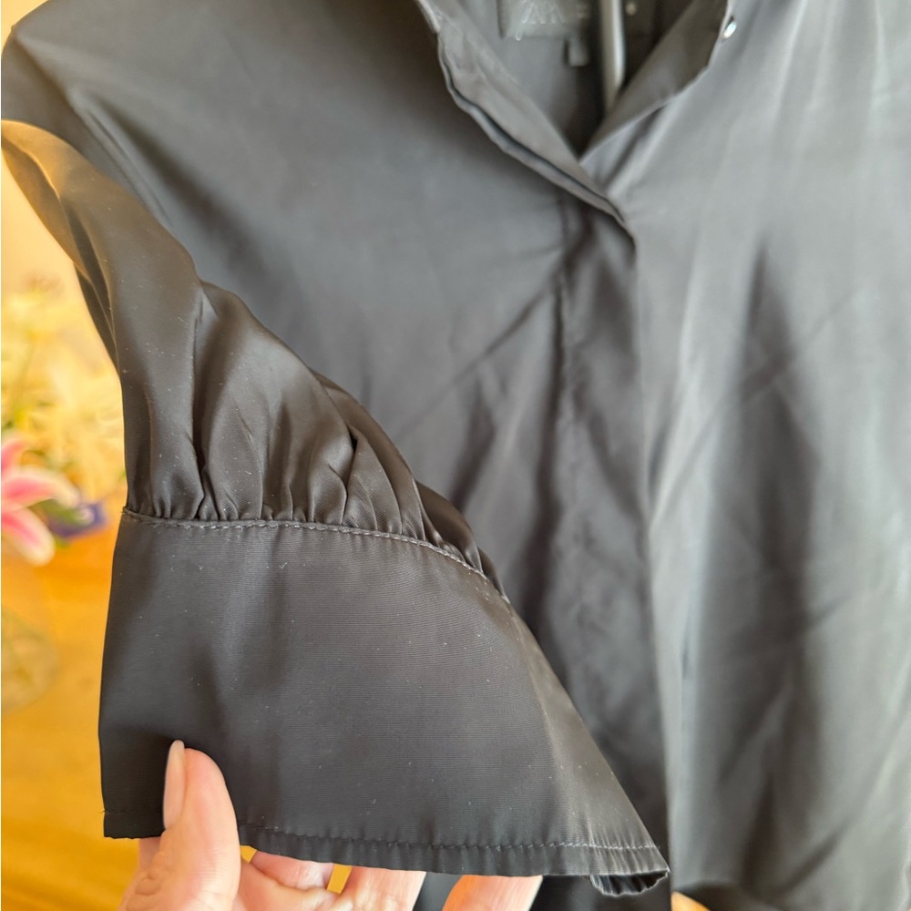 Zara Black Midi Skirt - Flowing A-Line Style - Picture 6 of 8